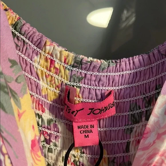 Betsey Johnson Pink and Yellow Bishop Sleeve Sundress - Picture 3 of 8